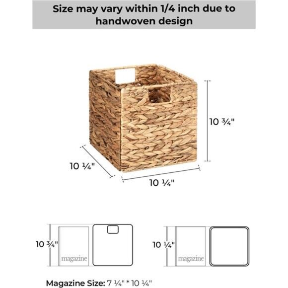 Wicker Baskets for Storage with Liners, Water Hyacinth Storage Baskets - Picture 2 of 7